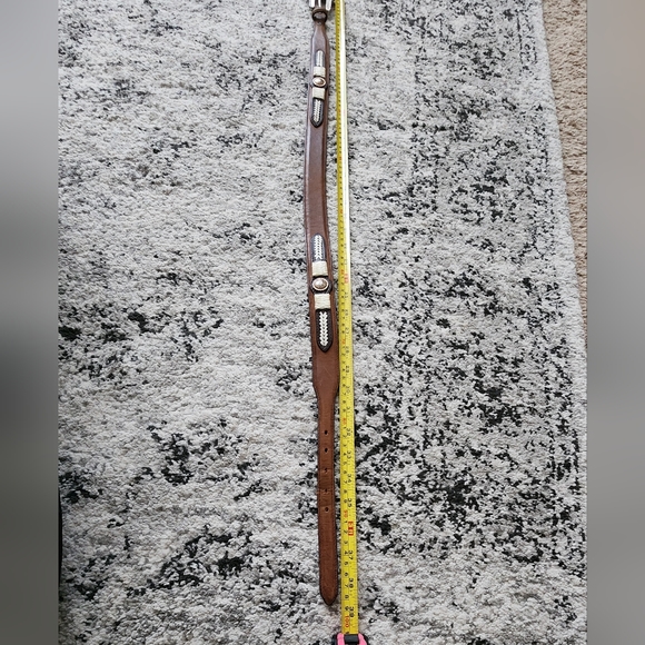 JUSTIN Genuine Leather Western Belt Mens Size 32 Brown and Silver Tone - Picture 4 of 10